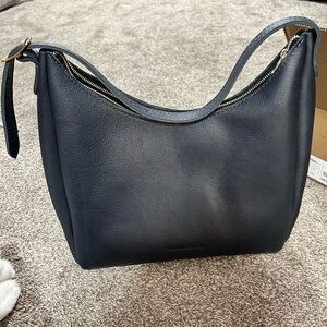 Chic Navy Leather Hobo Bag
